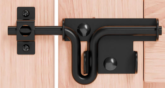 TRIPLE DEER Heavy Duty Sliding Bolt Gate Latch with Padlock Hole & Carriage Bolt, Slide Bolt Hardware for Wooden Fence/Yard Fence/Shed Door/Barn Door, Black, 1 Pack