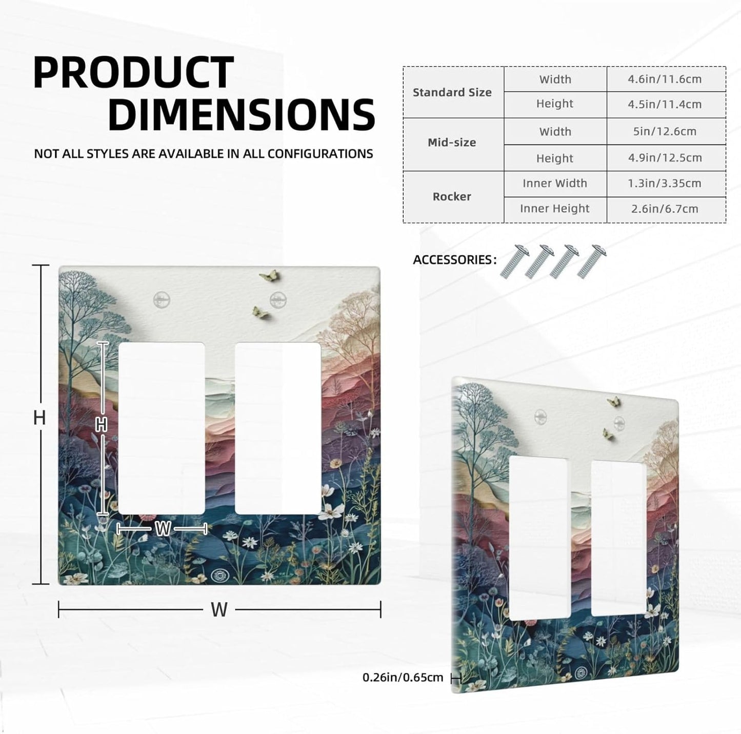 Wildflowers Rustic Flowers Floral Plants 2 Gang Double Rocker Wall Plate Cover Vintage Mountain Decorative Light Switch Covers Electrical Faceplate Switch Plates for Bathroom Kitchen Home
