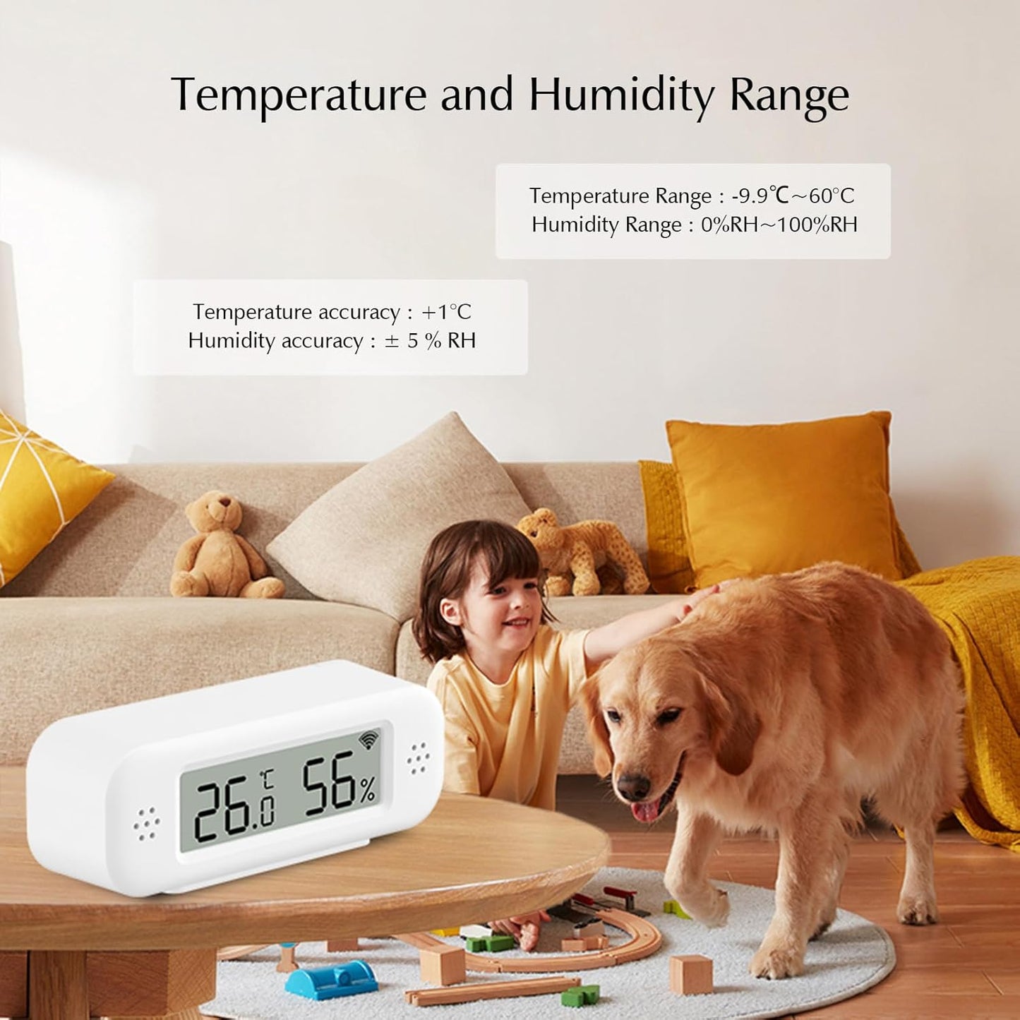 WiFi Thermometer, Humidity Meter with Smart Alert and Data Storage, Temperature and Humidity Monitor for Bedroom, Baby Room, Warehouse, Cellar, Greenhouse, White with Screen