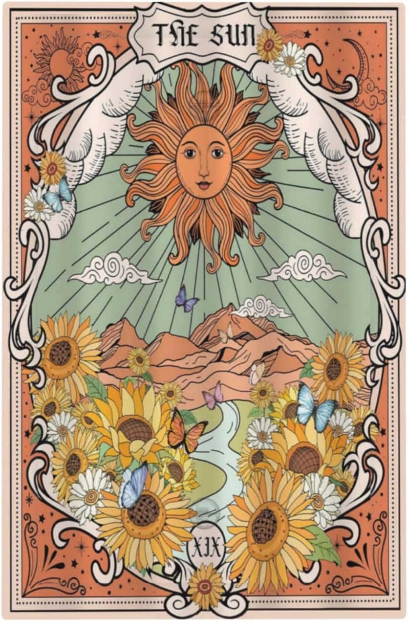 Boho Retro Sun Sunflower Vintage Flower Butterfly Light Switch Cover Plate 1 Gang No Device Blank Electrical Wall Plates Faceplate Decorative Switch Plate for Farmhouse Home Decor