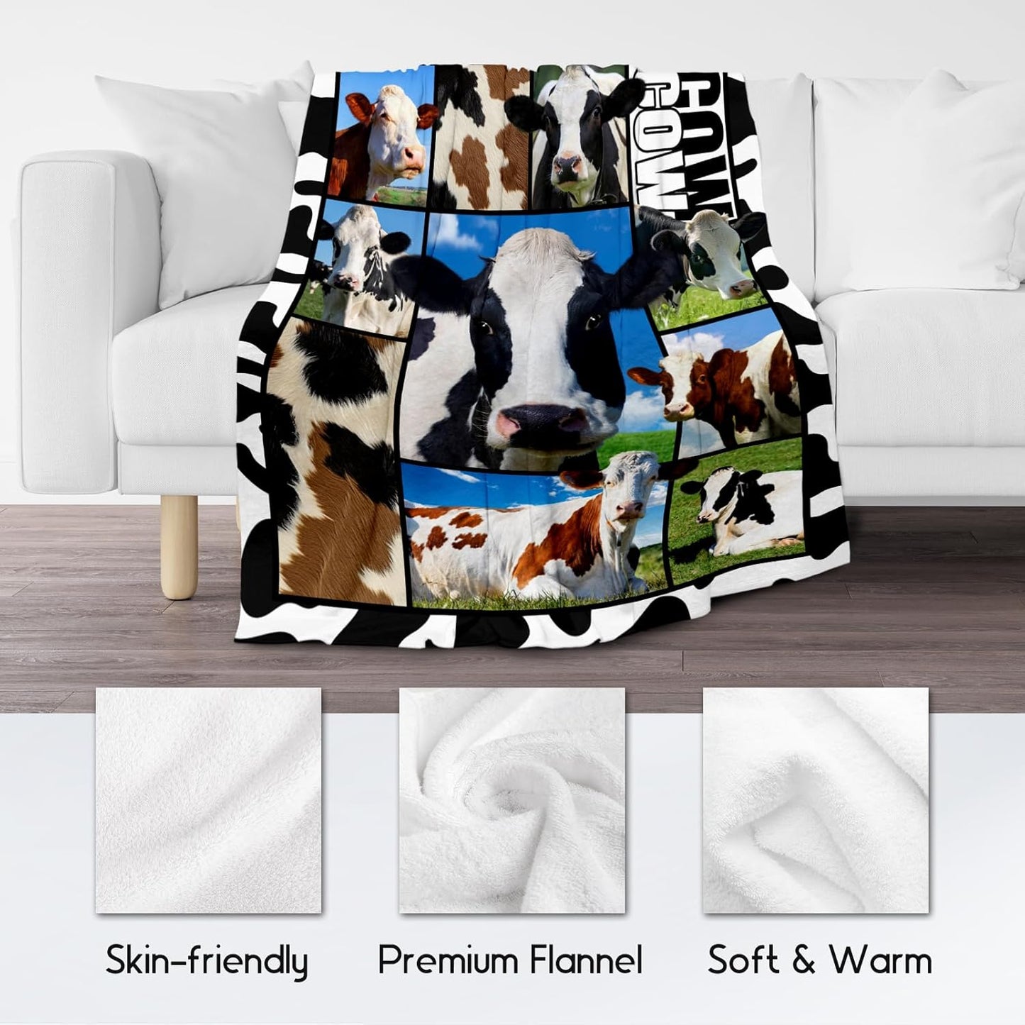 Cow Blankets and Throws, Cow Gifts for Women Girls, Soft Fluffy Fuzzy Farmhouse Blanket Country Home Decor, 40"x50" Animal Pattern Throw for Couch Sofa