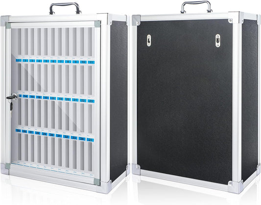 Amylove 48 Slots Cell Phone Locker Cabinet Aluminum Alloy Pocket Chart Storage Locker Box Cabinet Wall-Mounted Cell Phones Storage Box with Handle for Office Classroom Gym(Black)
