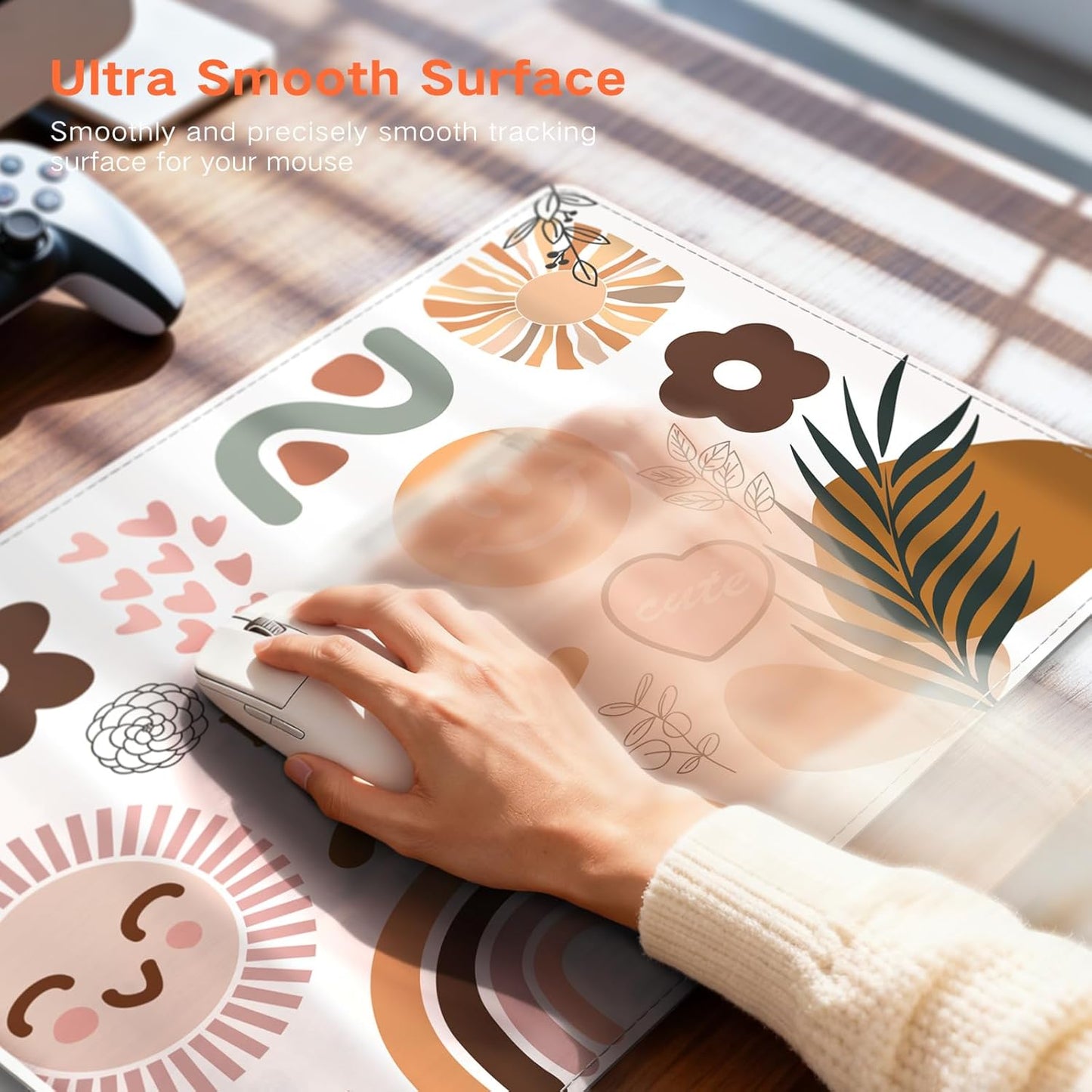 iCasso Heated Mouse Pad Hand Warmer, XL Heated Desk Pad, Electric Warm Desk Mat with 4 Heating Levels for Computer Keyboard, 31.5" x 13" Large Mousepad for Home Office Work (Sticker)