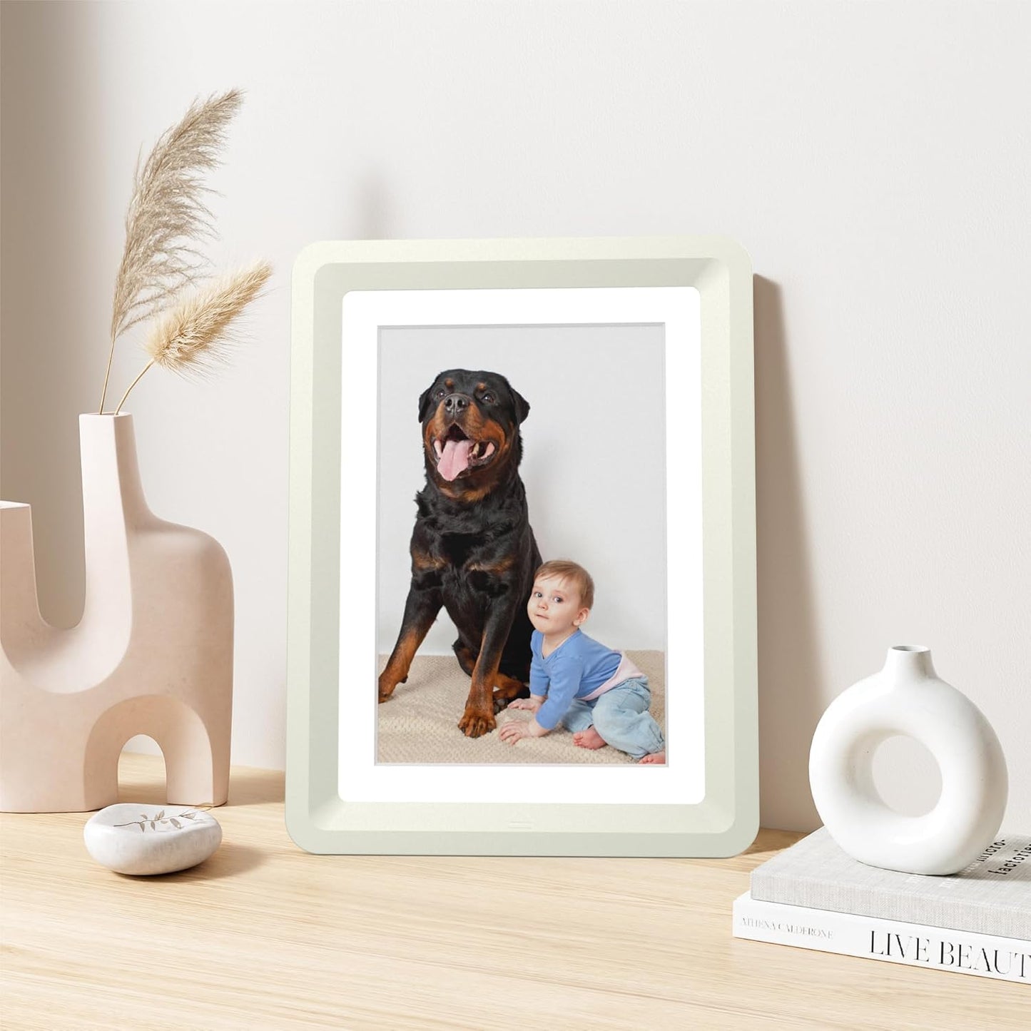 Light Gray 5x7 Picture Frame with Acrylic Front 1 Pack, ABS Frame for 5x7 or 4x6 Photos, Shatterproof UV-Resistant Tabletop Photo Frame, Vertical/Horizontal Display for Home Décor