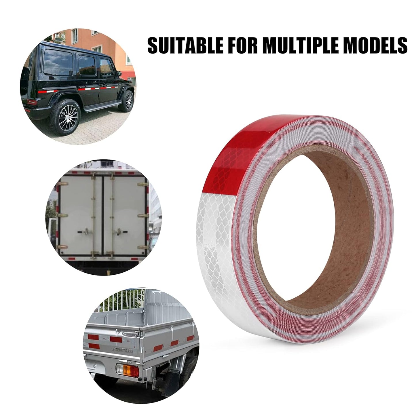LLPT Reflective Tape 1” x 33 Ft DOT-C2 High Visibility Safety Tape Flexible Waterproof Intense Reflector for Trailer Truck Car RV Boat Camper Color Red White (RT103RW)