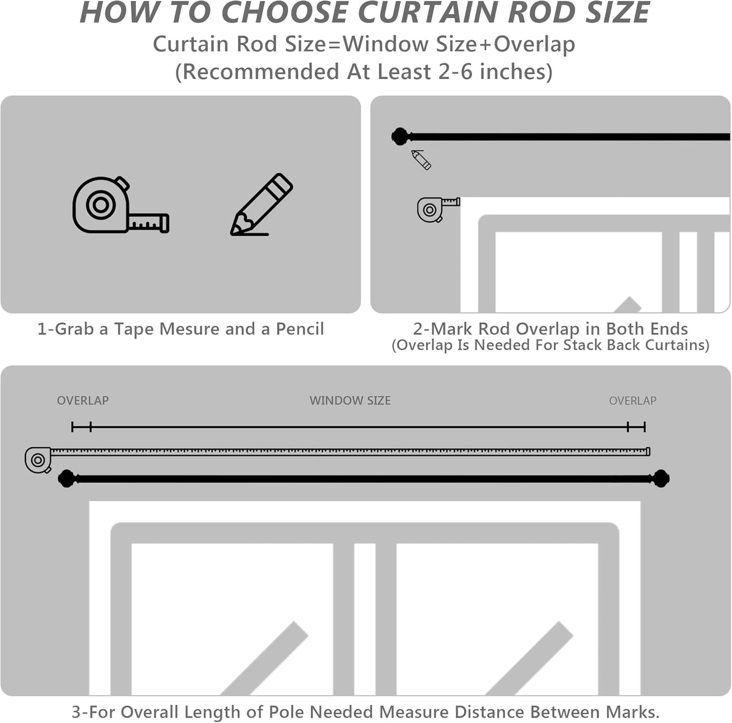 Curtain Rods for Windows 66 to 120 Inches 1 Inch Diameter Adjustable Drapery Rod Decorative Single Window Curtain Rods with Classic Finials,Silver