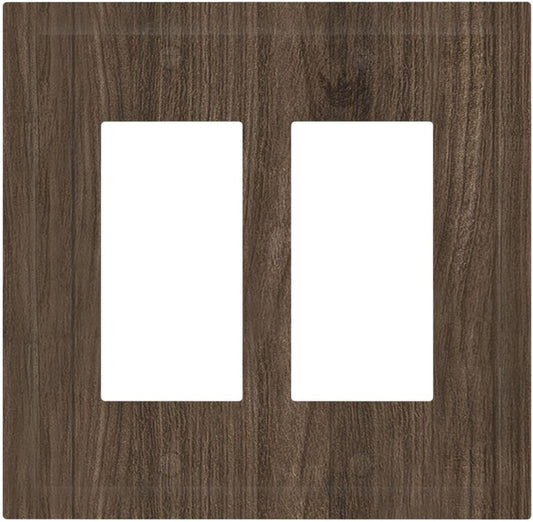 Decorative Outlet Covers Rustic Walnut Wood Grain 2 Gang Double Rocker Light Switch Cover Plate Electrical Switch Plate Cover Decorate GFCI Wall Plate for Farmhouse Cabin Decor
