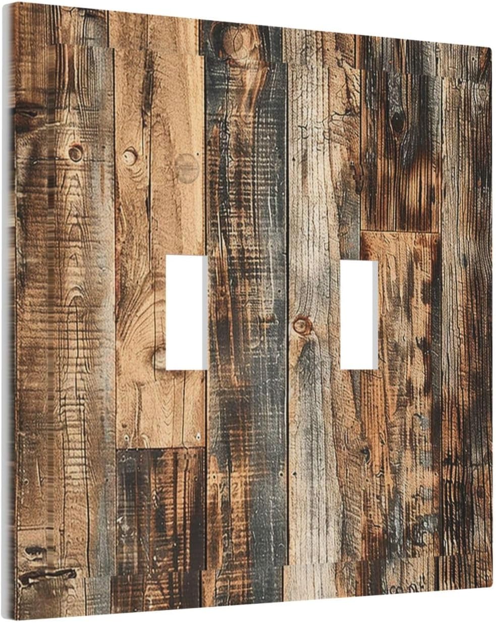 Decorative Switch Plates Rustic Brown Wood Pattern Splice Plank 2 Gang Double Toggle Outlet Light Switch Cover Wall Plate Electrical Faceplate For Farmhouse Cabin Decor