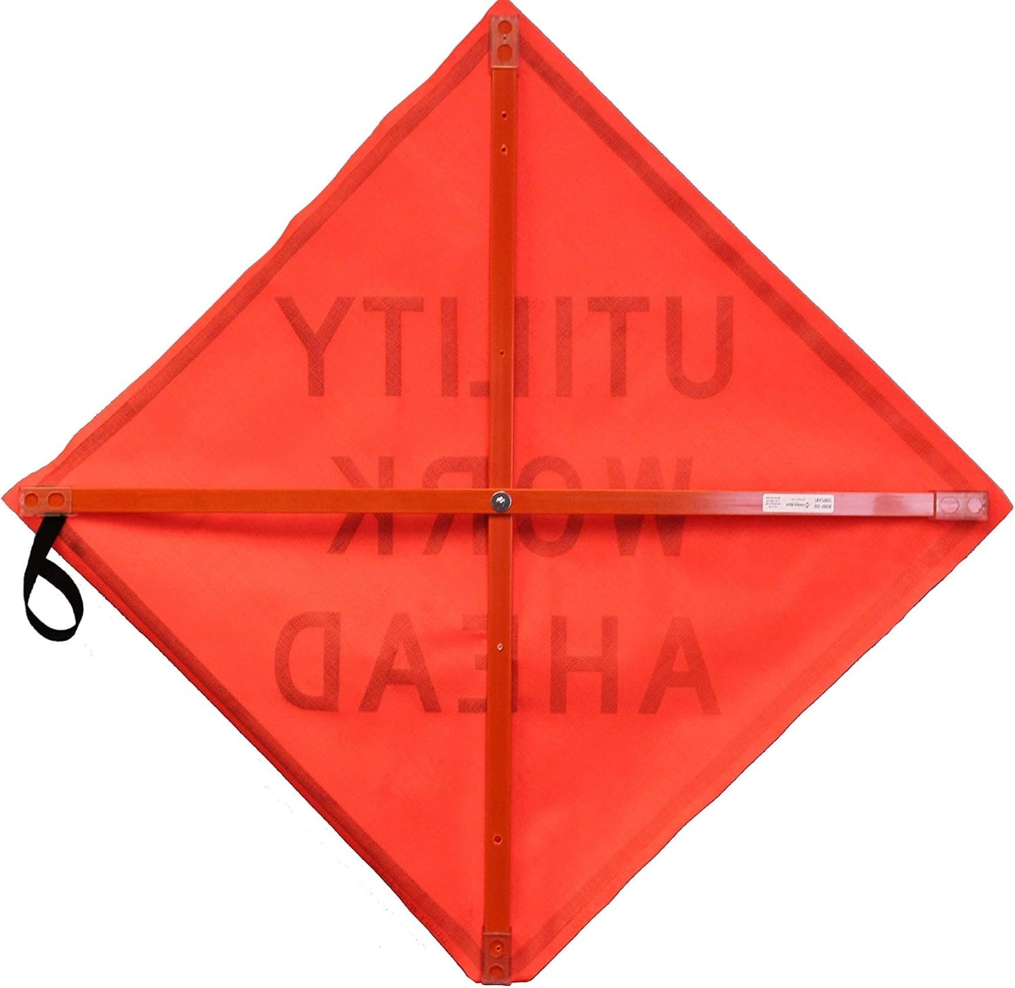 48 inch MESH Roll-Up Warning Sign. Legend: Utility Work Ahead