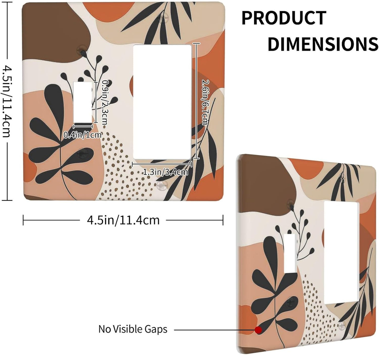 Outlet Covers Boho Botanical Orange Green Beige Minimalist 1 Toggle 1 Rocker Combination Decorative Wall Plate Electrical Switch Plates Light Switch Cover Plate for Bedroom living Room Decor