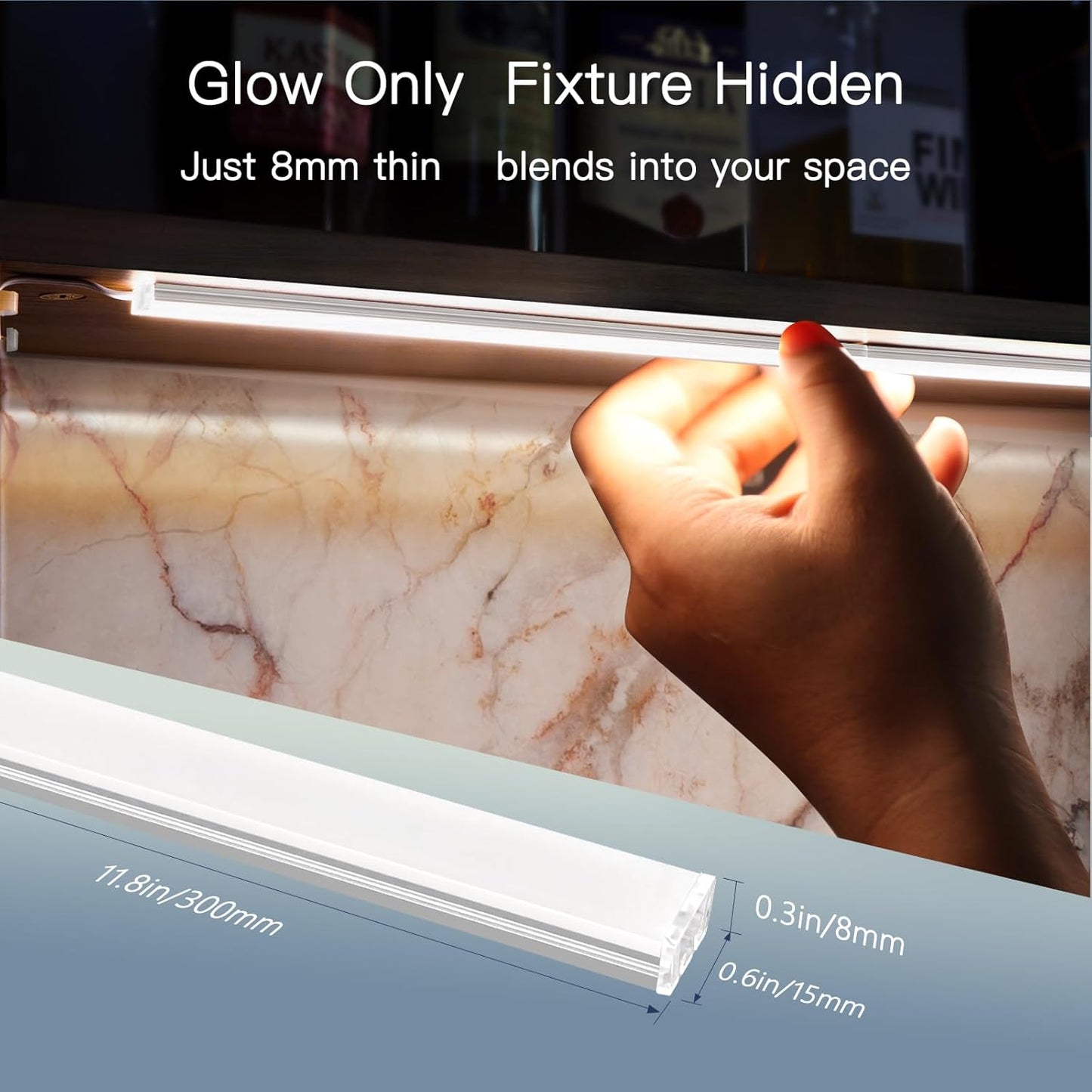 V4light 12'' Aluminum Under Cabinet LED Lights, 6-Pack Ultra-Slim Bars, Plug-in & Wired Touch Dimmer, Adjustable 2700K-6500K Color Temp, Seamless Linkable, Easy Install for Kitchen/Closet/Shelf
