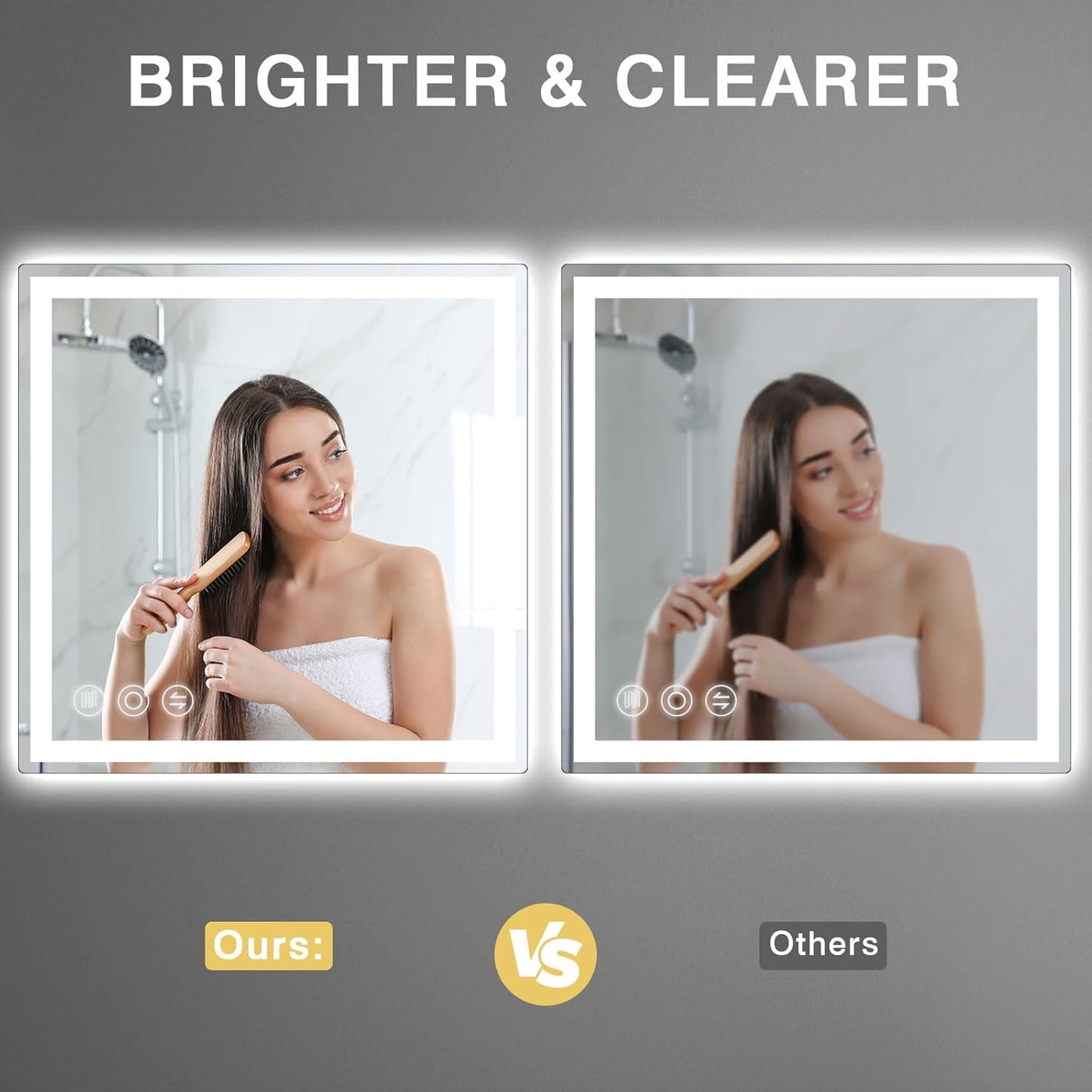 LED Bathroom Mirror 24"x 24" with Frontlit and Backlit, Anti-Fog Bathroom Vanity Mirror,Stepless 3 Colors Temperature & Dimmable Wall Mounted Mirror,Memory Tempered Glass Mirror for Bathroom