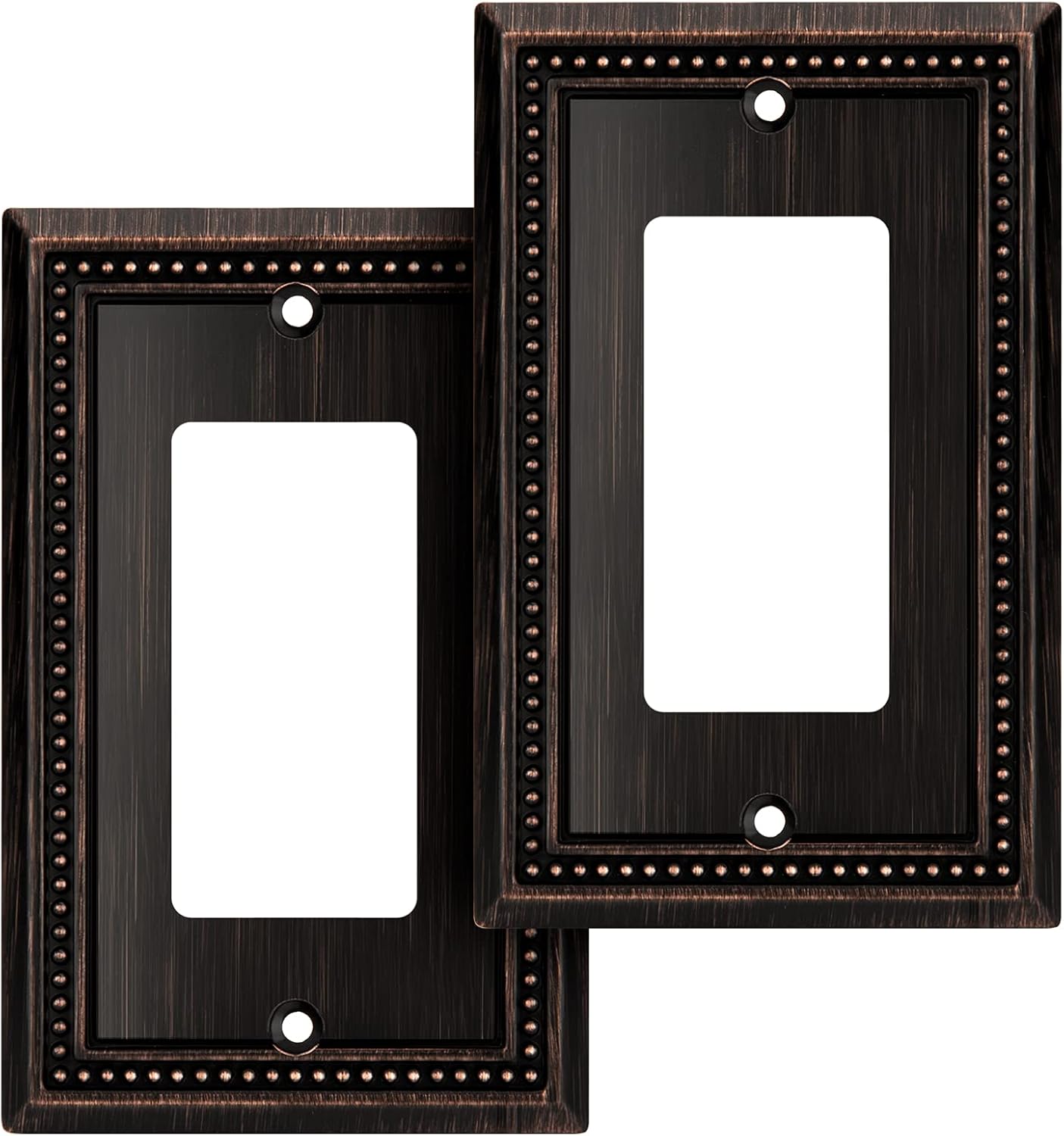 Henne Bery Sunken Pearls Heavy Duty Decorative Wall Plate Switch Plate Outlet Cover (Single Decorator, 2 Pack, Aged Bronze)