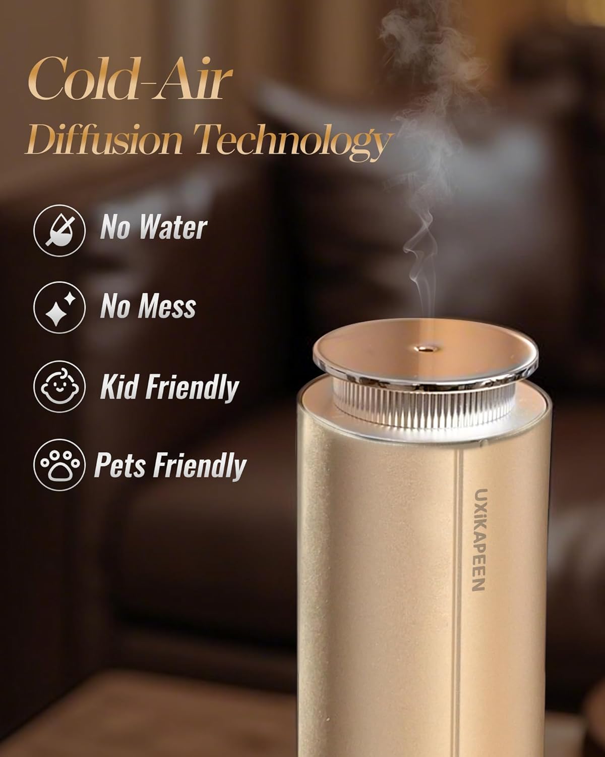 Waterless Essential Oil Diffuser for Home Large Room 2000 Sq.ft Coverage,Cordless Wireless Battery Operated Diffuser with White Tea Oil,Scent Diffusers for Hotel/Office/App/Remote Control/Timer,Silver
