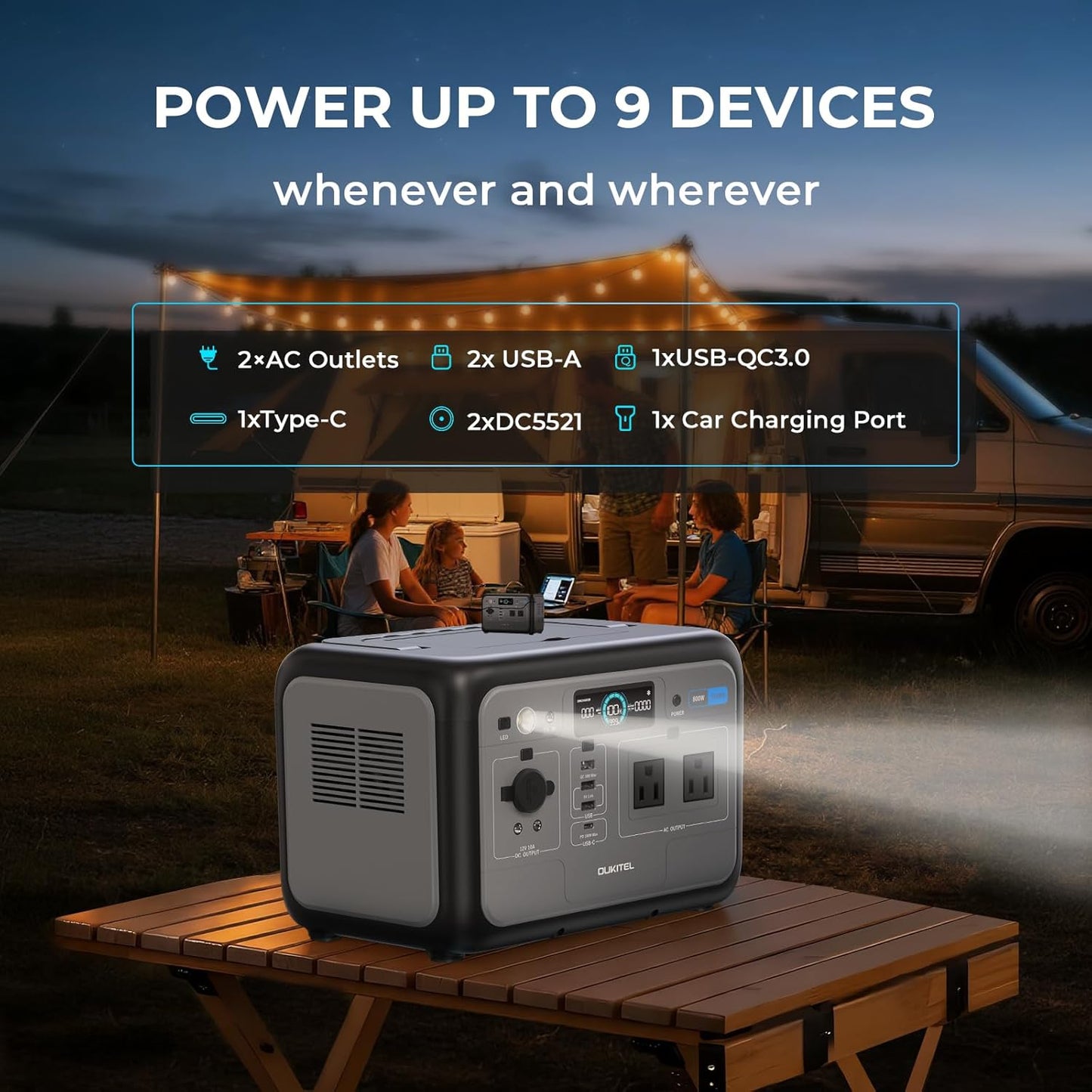 OUKITEL P800 800W Portable Power Station with 100W Solar Panel, 512Wh Solar Generator 1 Hour Fast Charging LiFePO4 Battery Emergency for Home Backup Camping RVs