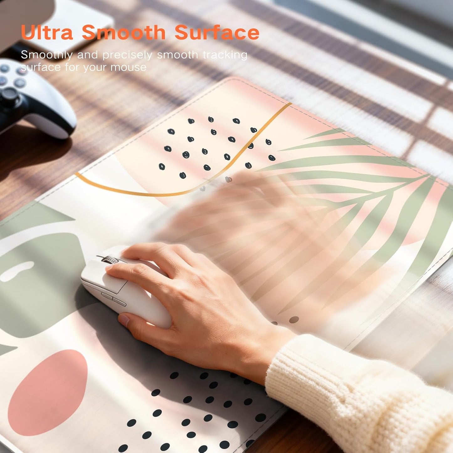 iCasso Heated Mouse Pad, XL Big Desk Pad with 4 Heating Levels & 4 Auto Shut-Off Levels for Computer Keyboard, 31.5" x 13" Large Safe Desk Mat Hand Warmer for Home Office Work (Morandi)