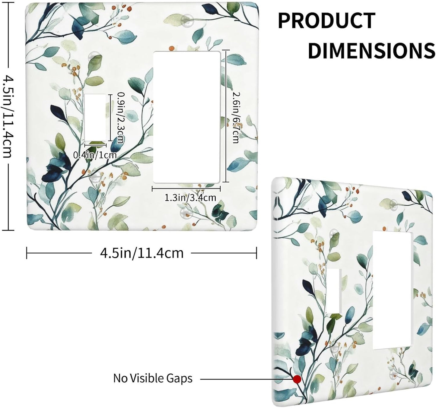 Decorative Outlet Covers Eucalyptus Leaf Geen Sage Leaves 2 Gang Light Switch Cover Plate Single Toggle 1 Rocker Wall Plates for Electrical Outlets Switch Plate Covers for Bedroom Home Decor