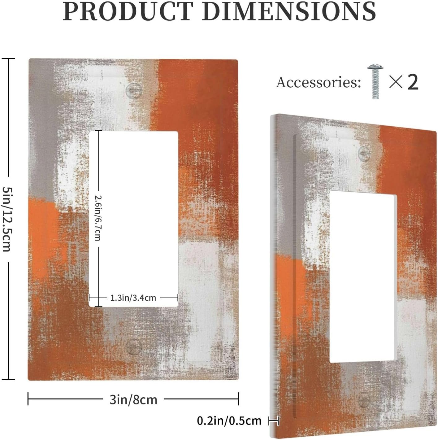 Orange Grey Abstract Art Oil Painting Decorative Outlet Covers 1 Gang Single Rocker Light Switch Cover Plate Wall Plates Gfci Faceplate For Home Farmhouse Decor