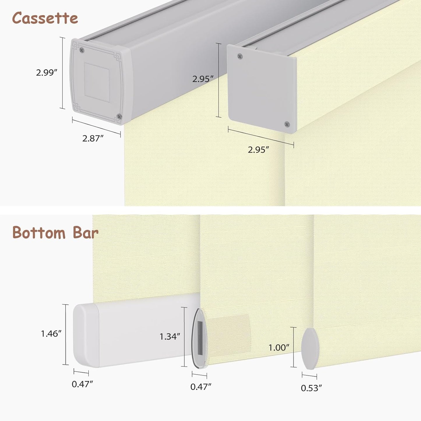 Motorized Roller Blinds with Remote, 100% Blackout Automatic Roller Shades for Bedroom, Bathroom, and Living Room, Customized Size, Creamy White
