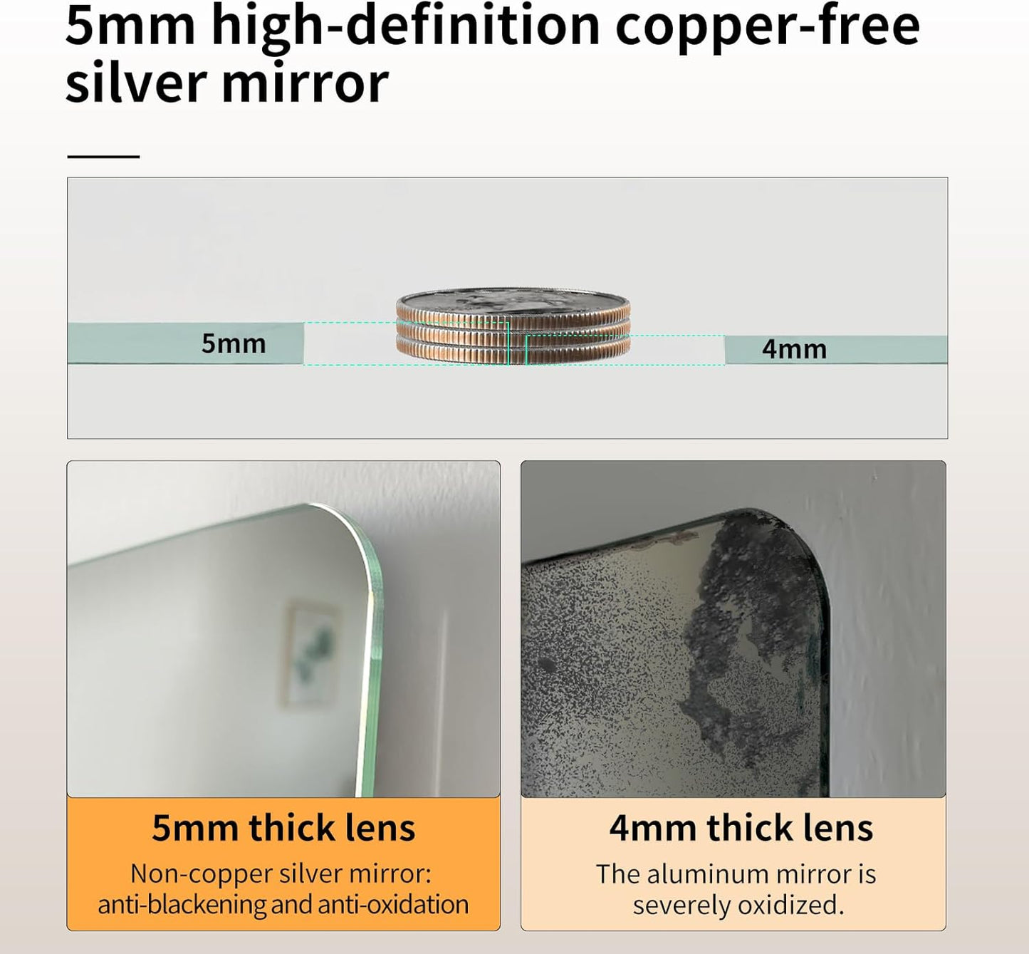 Round LED Bathroom Mirror with Gold Frame, 24V Backlight, 3 Color Temperatures, Dimmable, Memory Function, Defogging (Black Border, 36" L x 36" W)