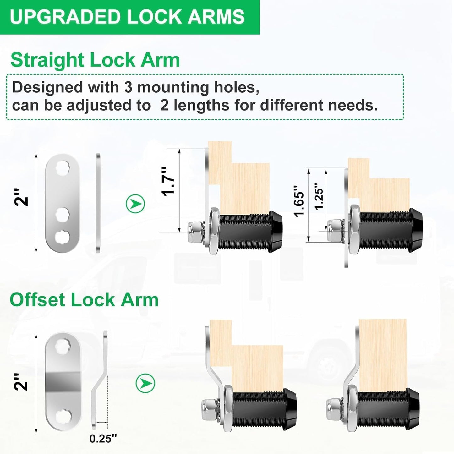 2 Pack Black Cabinet Lock with Keys, 1-1/2" RV Storage Locks Keyed Alike, RV Locks for Storage Door, Camper Toolbox RV Cam Locks with Manual (Black -2 Pack, 1-1/2 Inch)