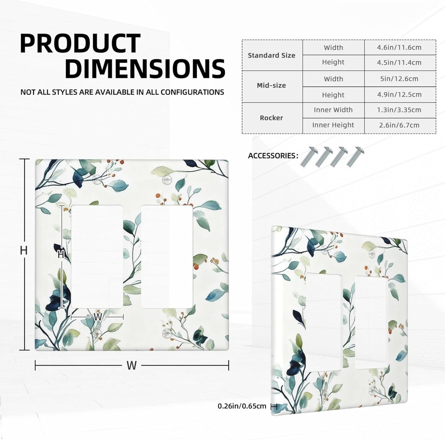Decorative Outlet Covers Rustic Eucalyptus Leaf Geen Sage Leaves 2 Gang Light Switch Cover Plate Double Rocker Wall Plates for Electrical Outlets Switch Plate Covers for Bedroom Home Decor