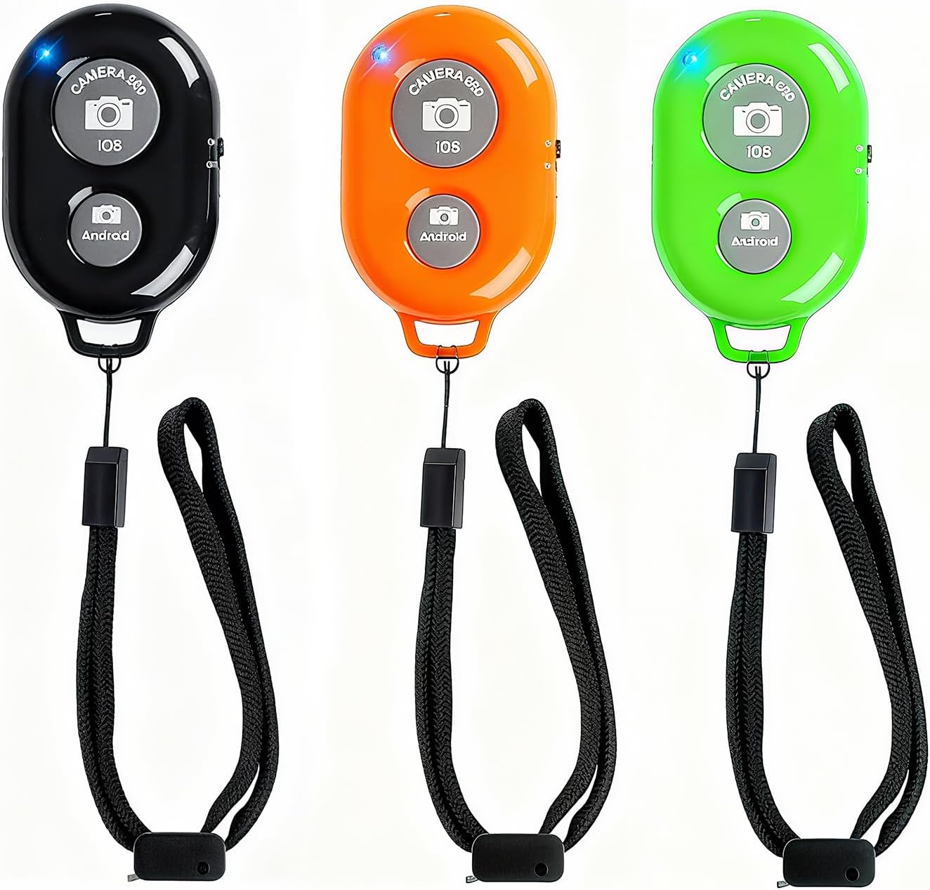 Wireless Remote Shutter for Cellphones and Tablets (3 Pack), AOQIYUE Bluetooth Remote for iPhone/Android Camera Control, Selfie Clicker for Photos and Videos - Wrist Strap Included