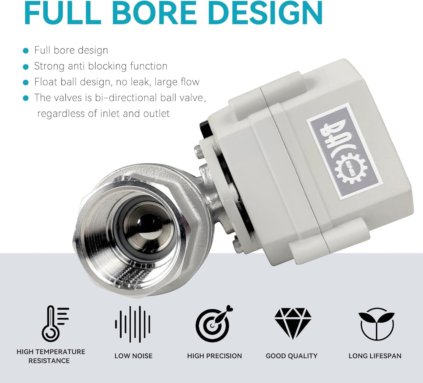 BACOENG 2 Way Motorized Ball Valve, 1 Inch DN25 Electrical Ball Valve, 110VAC Stainless Steel Electric Water Valve