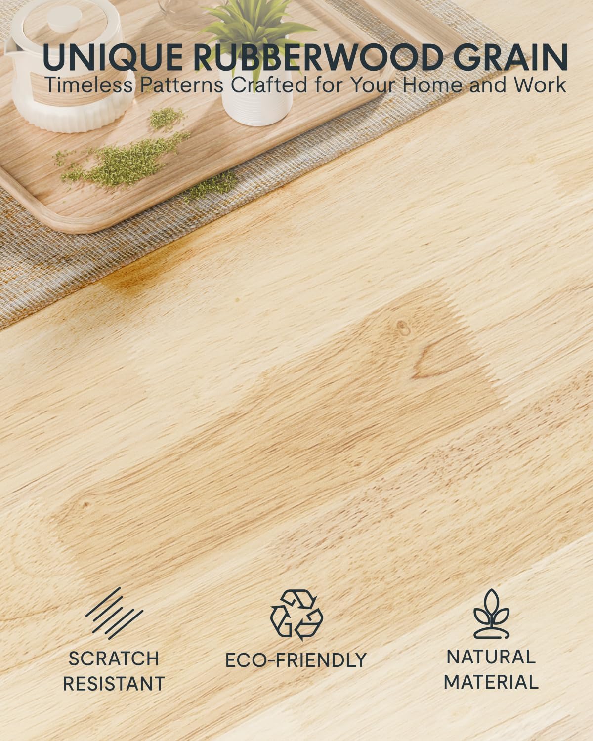 FLEXISPOT EN1 One-Piece Solid Wooden Standing Desk 48 x 24 Inches Height Adjustable Electric Sit Stand Home Office Desks (White Frame + Rubber Wood Top, 2 Packages)