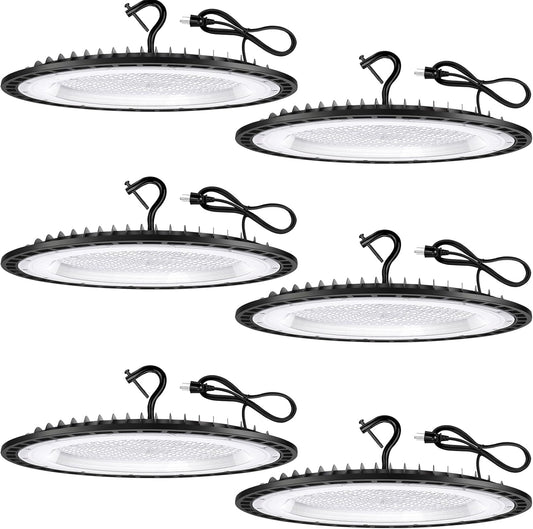6 Pack 400W UFO Led High Bay Light Fixture,120v,5000K Daylight Commercial Shop Bay Lighting,61000LM,[1750W MH/HPS Equiv.] US Plug Area Lighting for Warehouse/Barn/Gym/Factory/Workshop