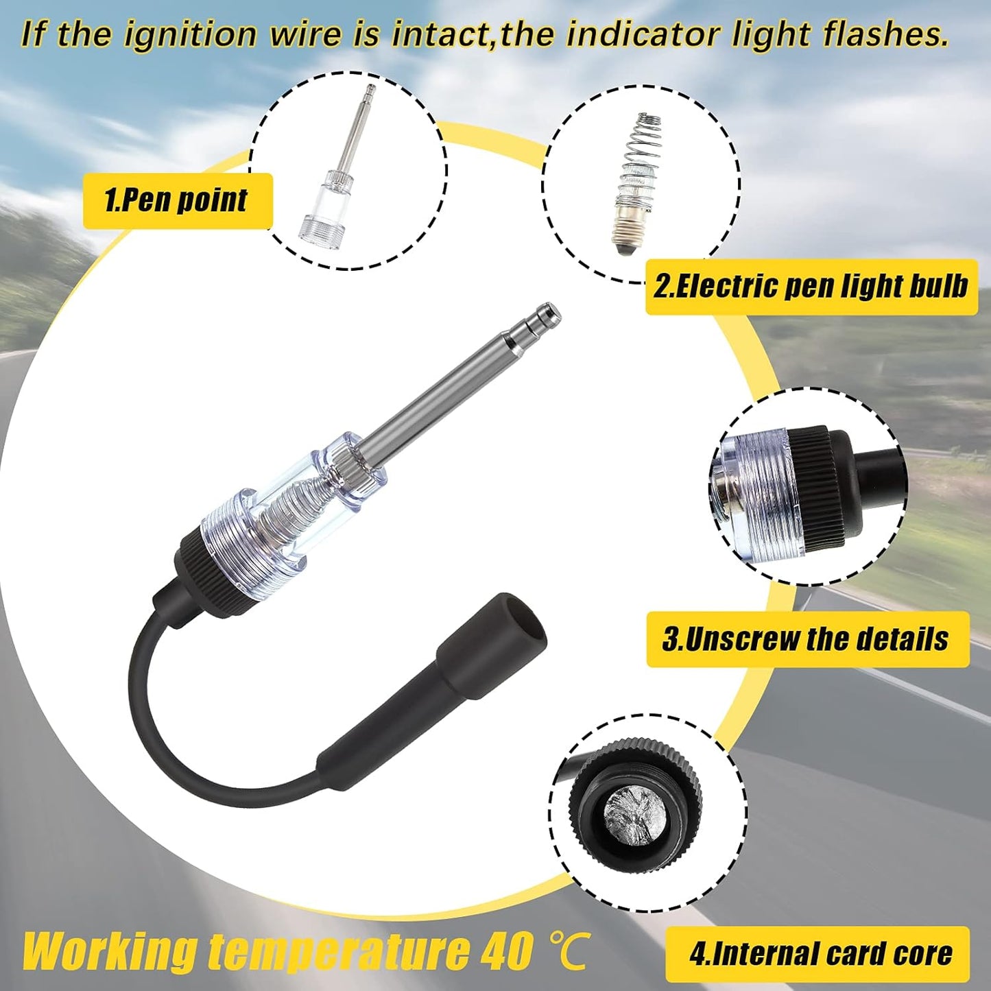 Inline Spark Plug Tester Engine Straight Boot Ignition Tester Light Lawnmower Checker Armature Diagnostic Detector for Automotive Car Internal External Engine(3 Pieces)