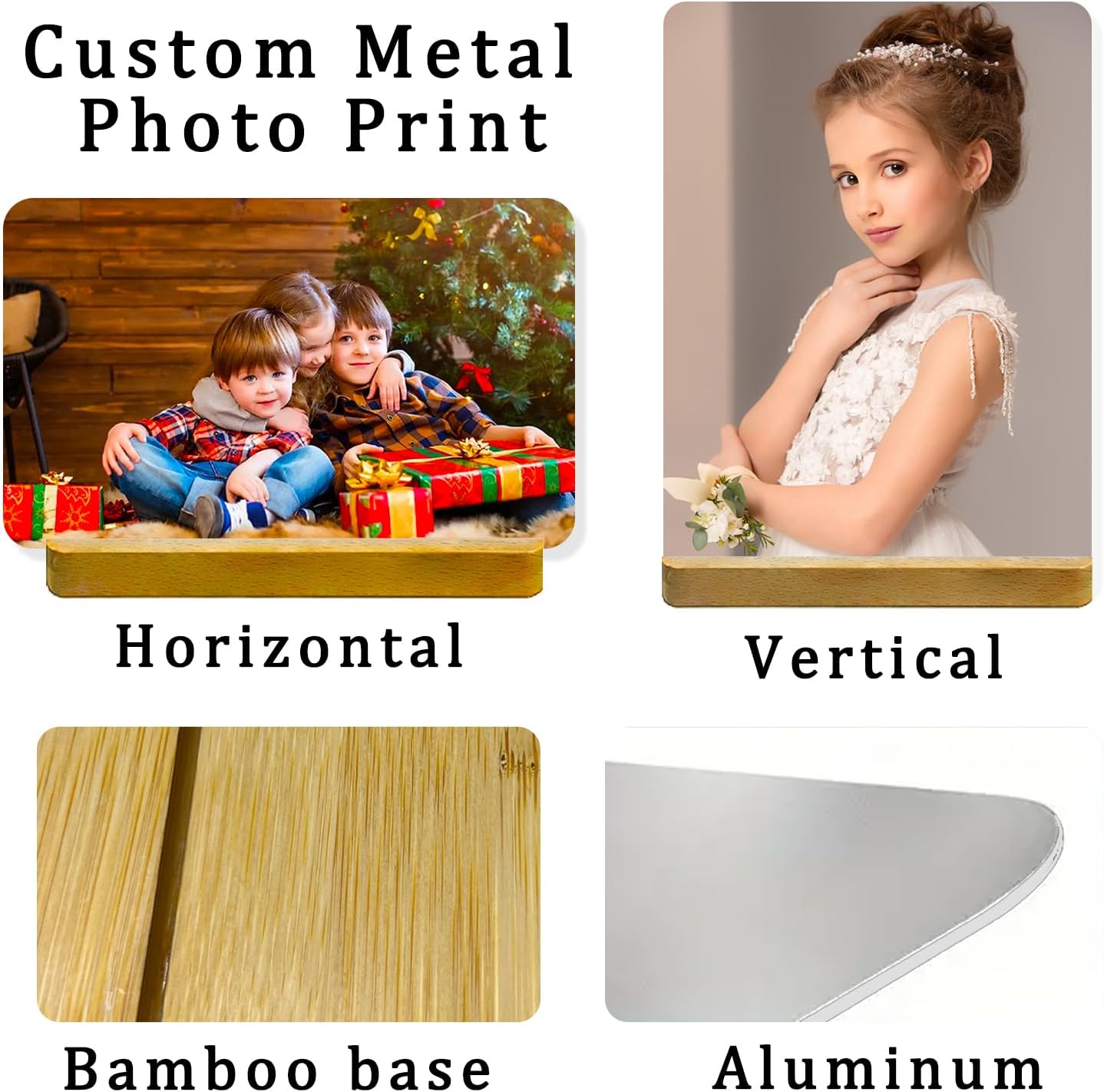 Custom Metal Photo Prints, Personalized Picture Frame with Your Photos, Customized Photo Gifts for Lovers, Couples, Family and Home Decor