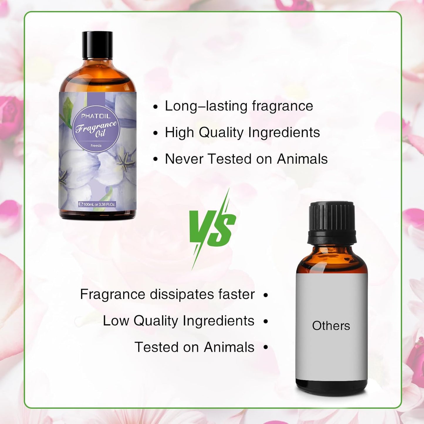 PHATOIL 3.38FL.OZ Freesia Fragrance Oils for Aromatherapy, Essential Oils for Diffusers for Home, Perfect for Diffuser, DIY Candle and Soap Making, DIY Scented Products - 100ml