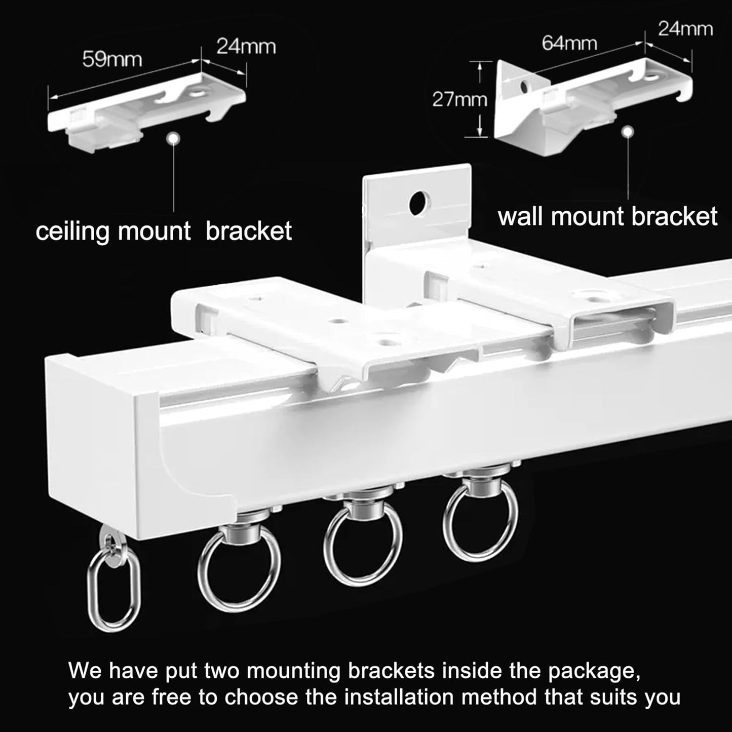 Ceiling Mounted Curtain Track - Rail for Drapes, Room Dividers - Sliding Curtain Rail for Living Room (White, 4.5m)