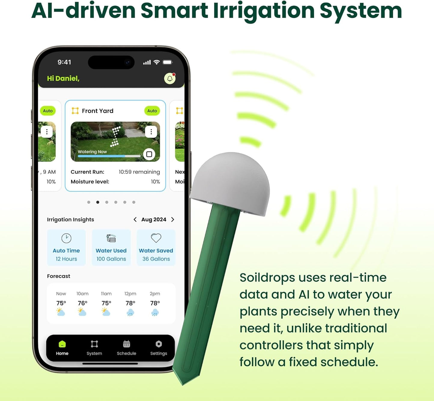 AI Smart Sprinkler Controller, 8-Zone WiFi Irrigation Controller for Indoor & Outdoor Use, DIY Garden & Lawn Watering Kit, App-Based Auto Watering