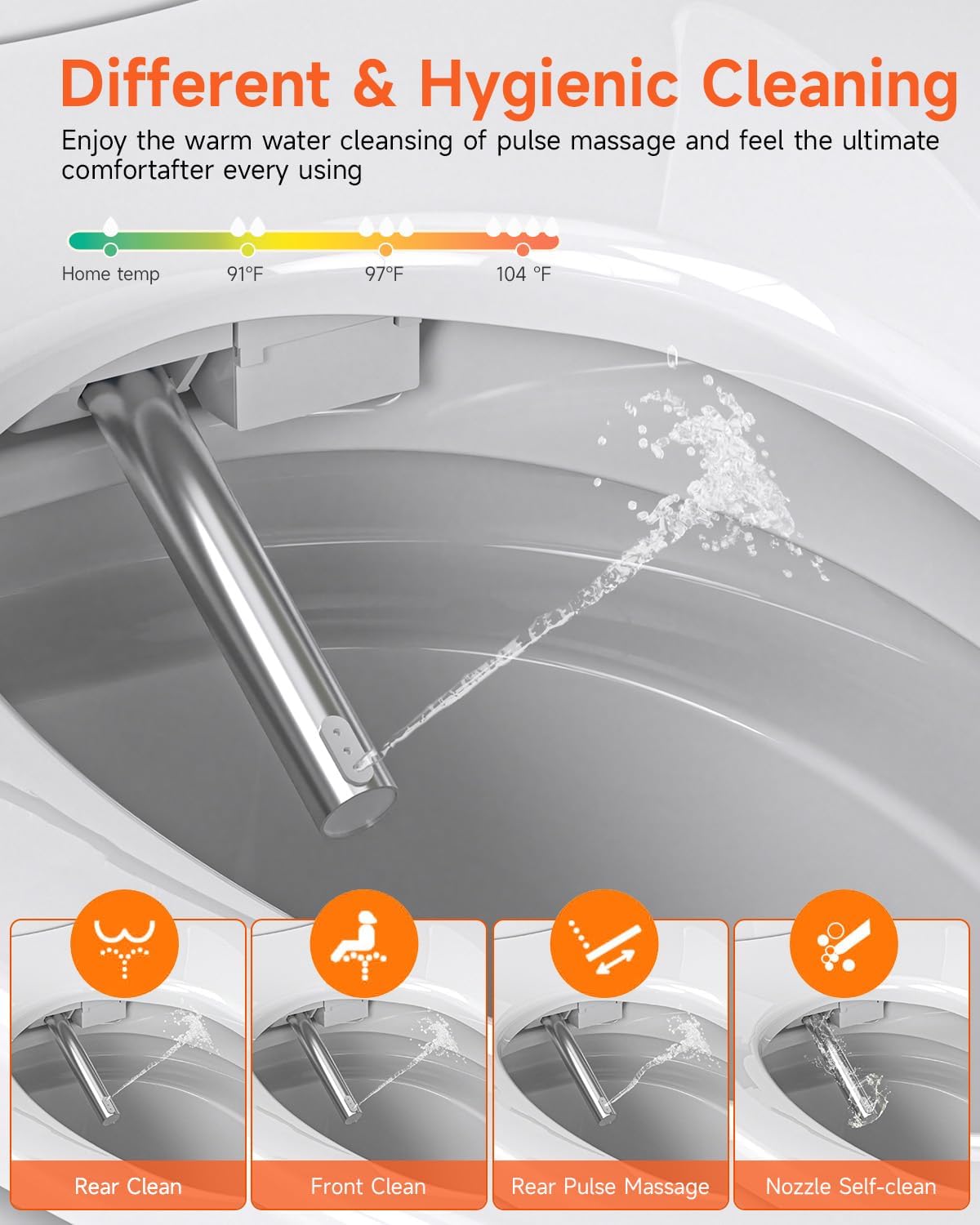 WANSID Smart Toilet with Bidet Built in, Bidet Toilet with Auto Open/Close Lid, Foot Sensor Operation, 1.28GPF, Heated Seat & Instant Warm Water Dryer, Tankless One Piece Electric Toilet