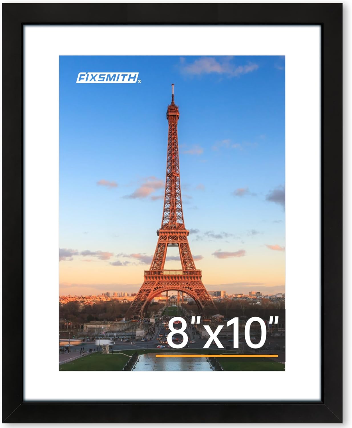 FIXSMITH 8x10 Picture Frame 1 Pack, Photo Frame with HD Plexiglass, Display Pictures 5x7 with Mat or 8x10 Without Mat, Picture Frames Collage for Tabletop or Wall Display, Black