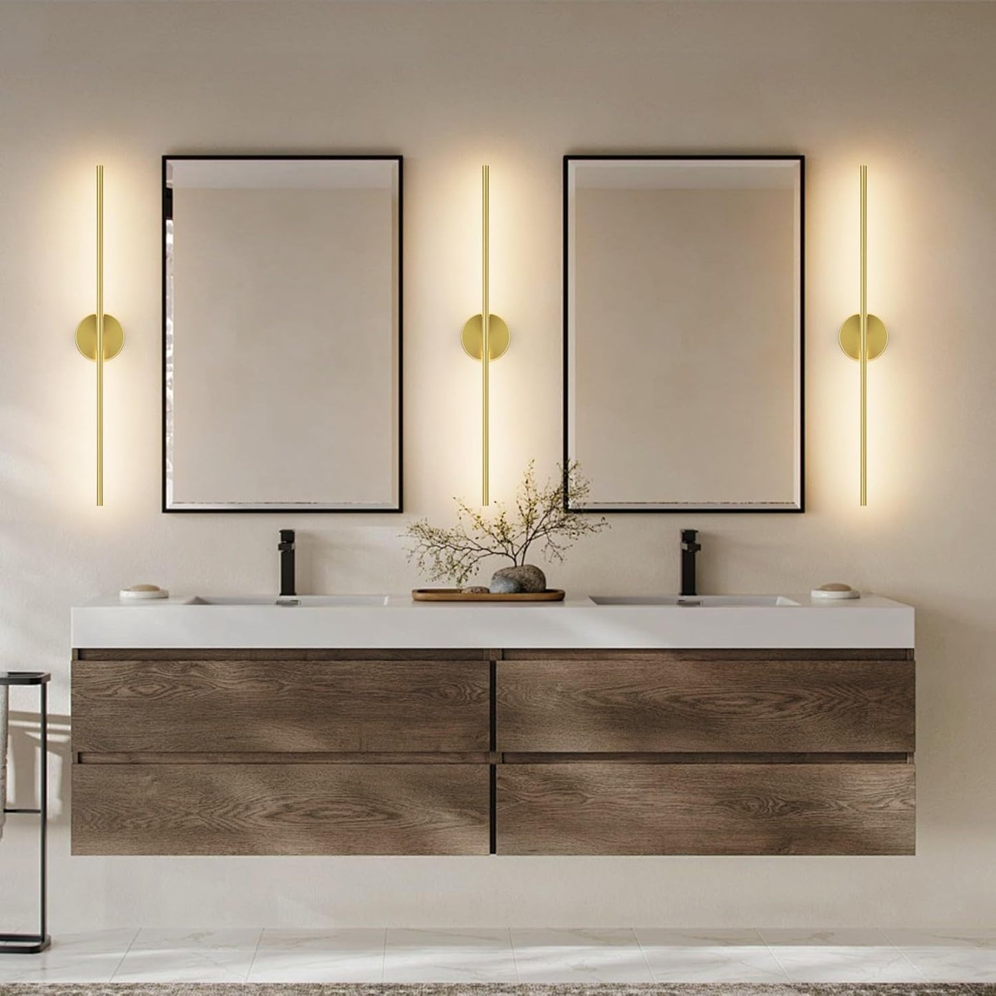 Modern Wall Sconce for Bathroom 33In Gold Vanity Light Fixture Hardwired 3000K Bathroom Sconce 360° Rotate Warm Light for Bedroom