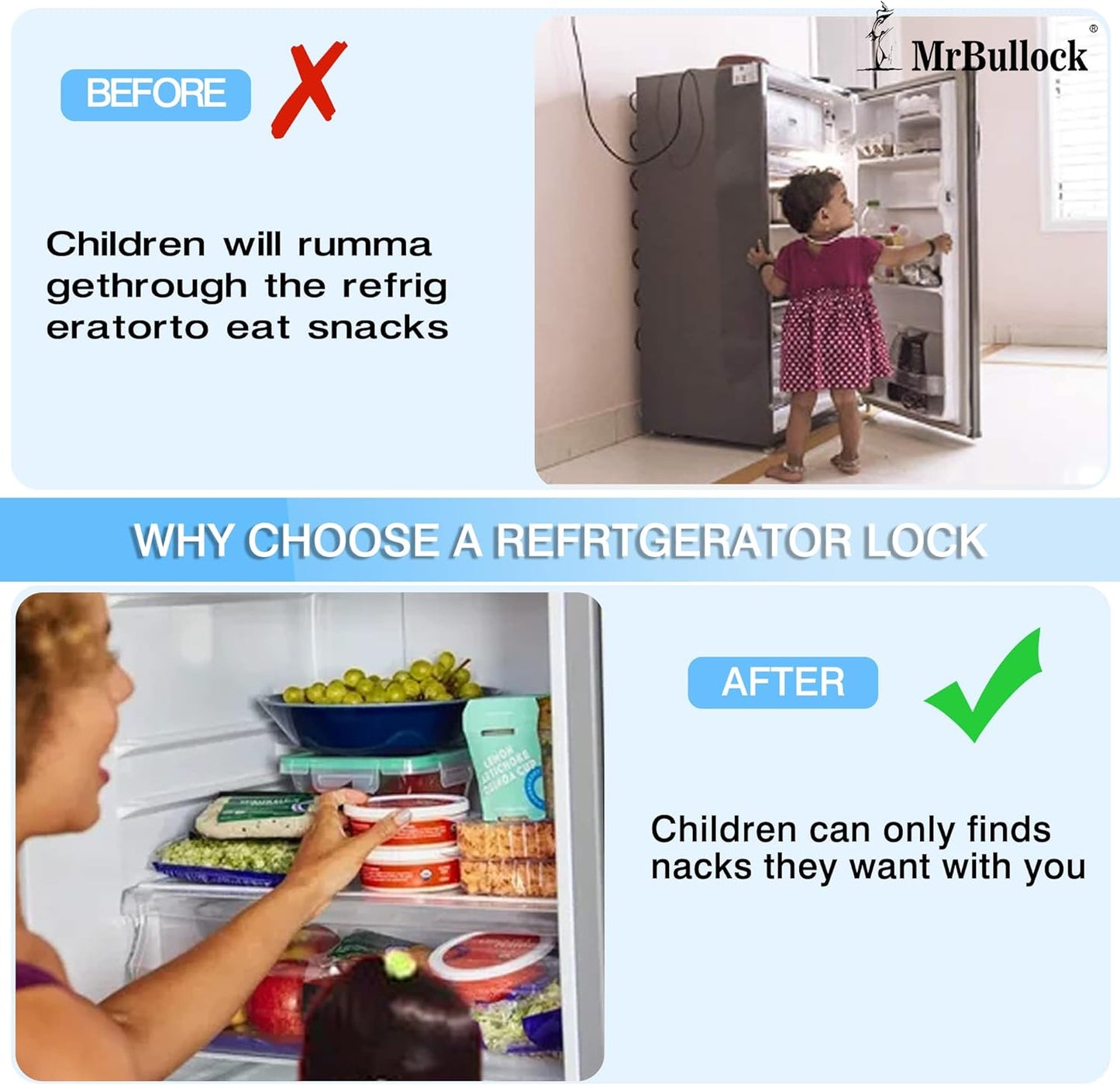 Refrigerator Lock Fridge Locks for Kids Keyless Child Safety Cabinet Locks for Cabinets Closets Drawers Window Electrical Appliances