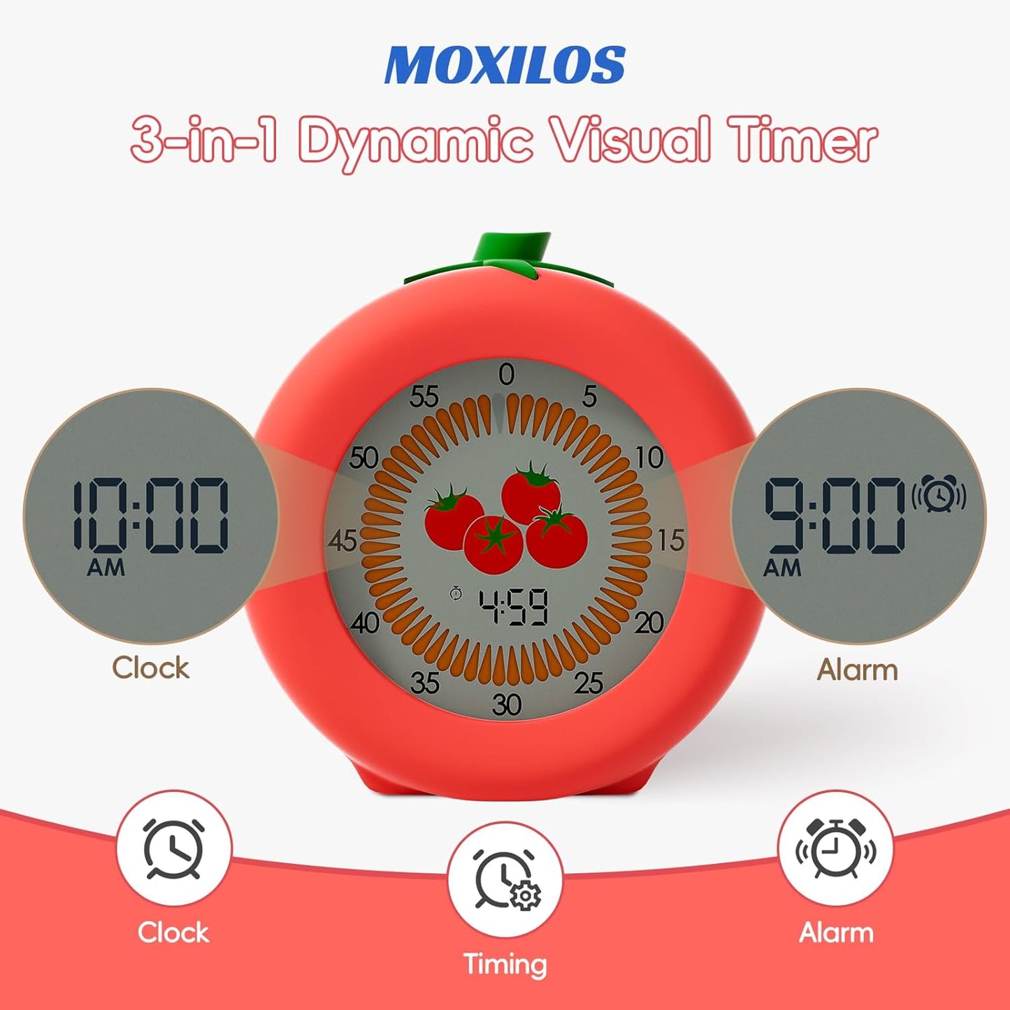 Visual Timer for Kids, 299-Minute Cute Kids Pomodoro Timer with Eye-Protection Screen & Protective Case, Homeschool Supplies Study Teaching Time Management Tool