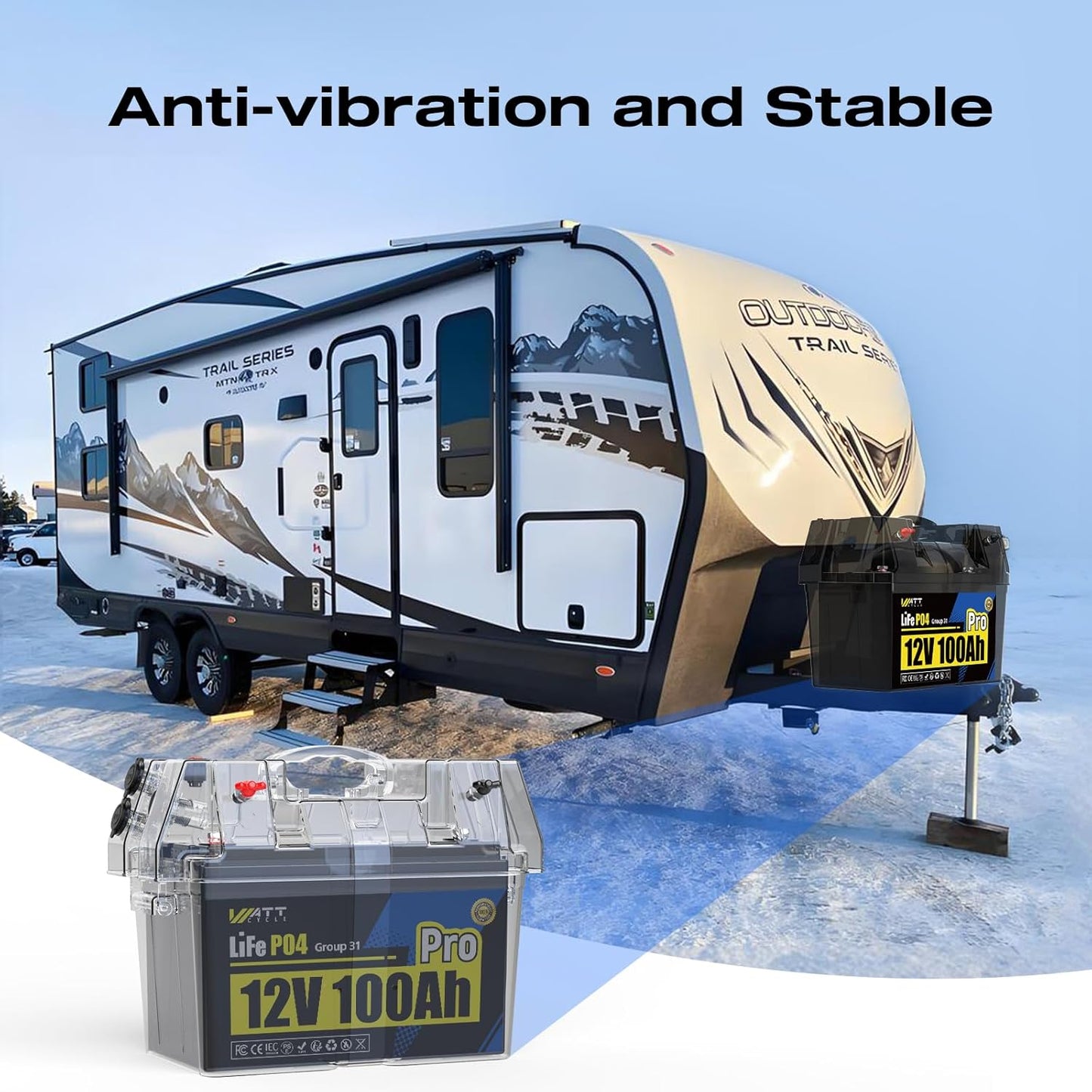 Wattcycle 12V 100Ah LiFePO4 Battery, Lithium Battery 12V 110A BMS, Lithium RV Batteries 15000+ Deep Cycles, Built-in Bluetooth, Monitor, Mobile APP, Perfect for Home Energy, RV, Marine, Solar