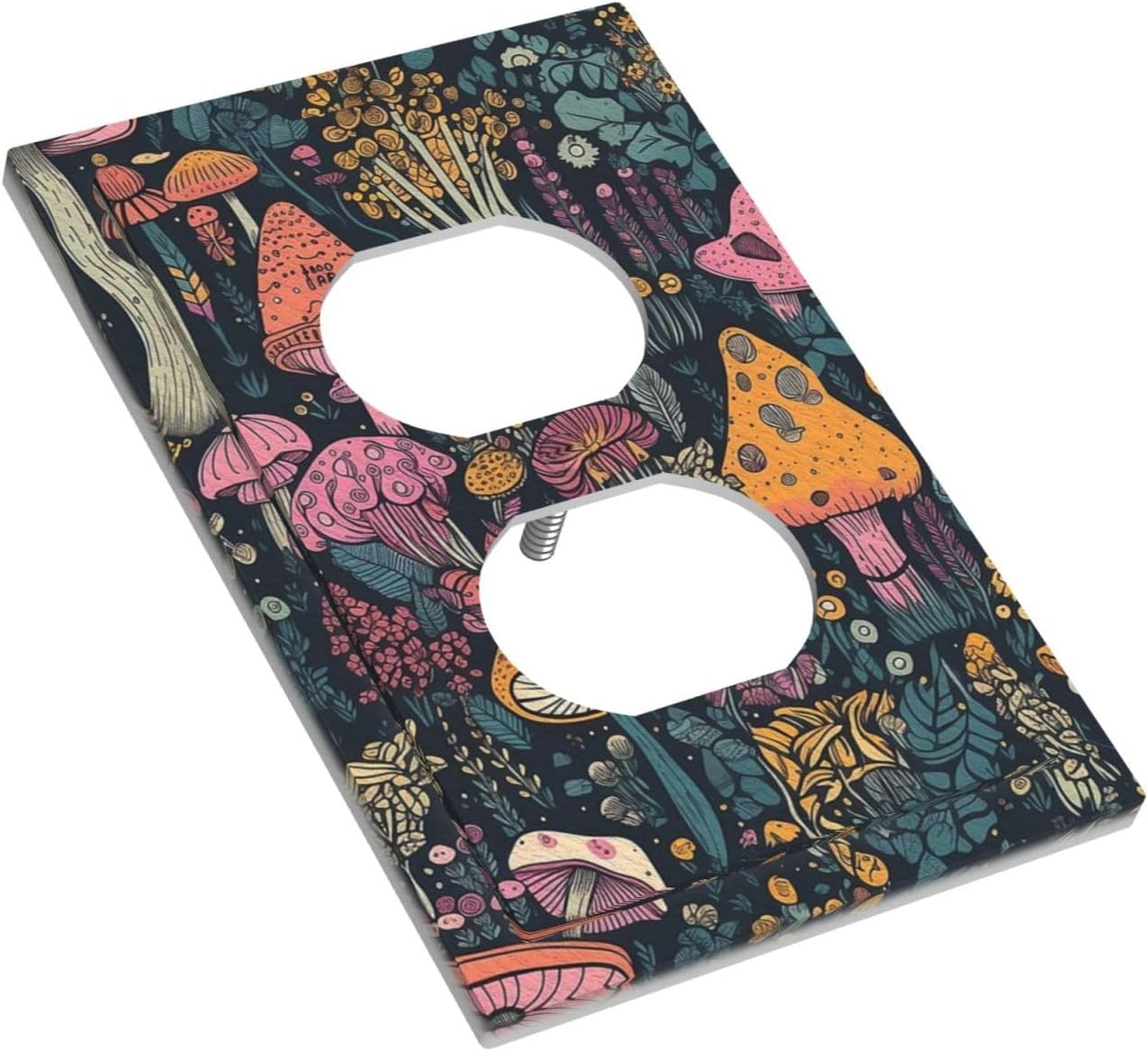 Decorative Light Switch Cover Multicolored Mushrooms Colorful Plant Single Rocker Personalized Wall Plate Switchplate 1 Gang Outlet Covers Decora Light Switch Plate for Home Decor
