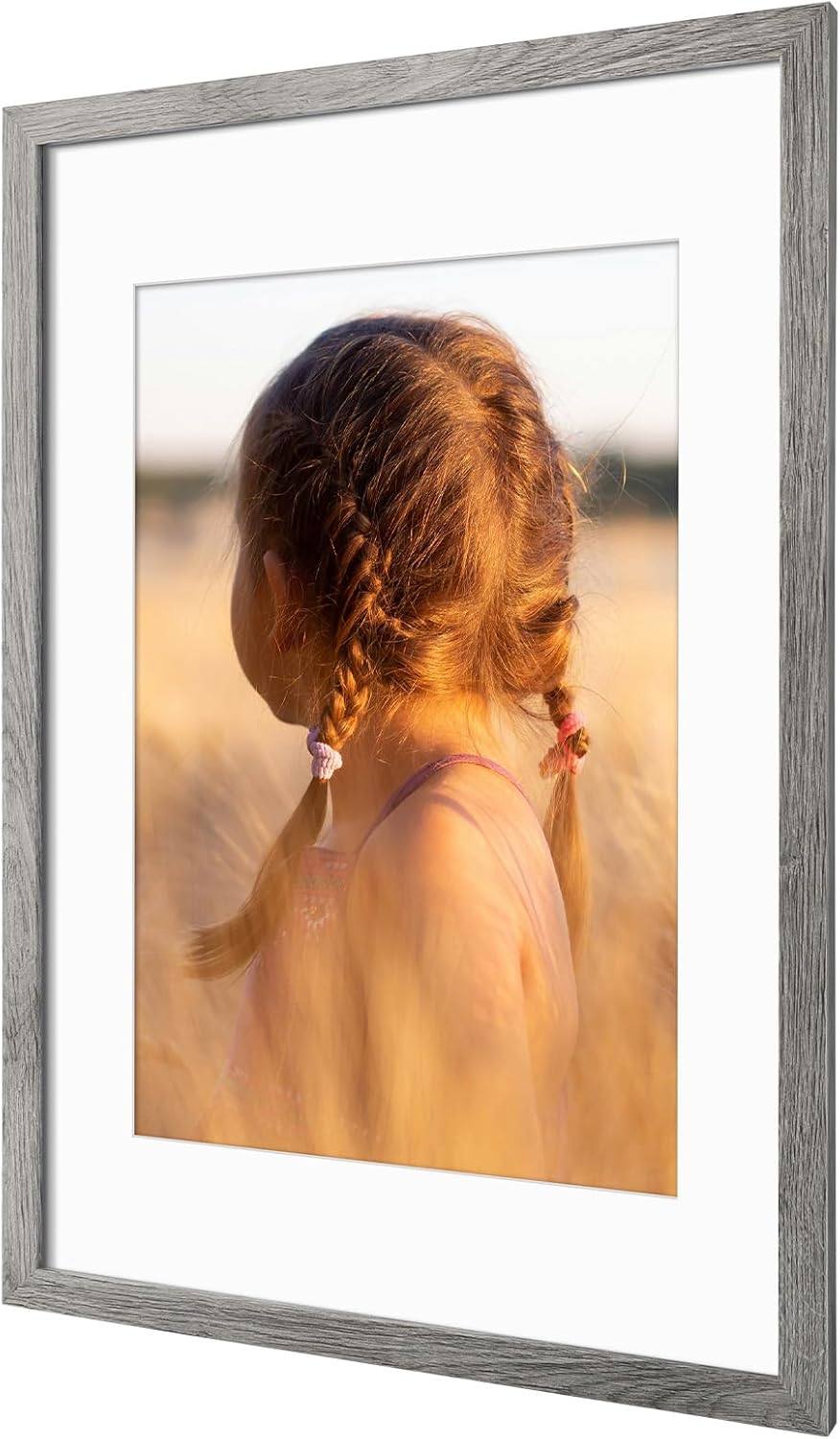Golden State Art, 16X24 Picture Frame with Mat for 12X18 - High Definition Glass Wall Mounting Horizontal Vertical Display (Gray, 1 Pack)