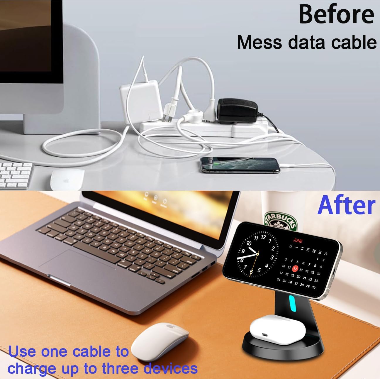 3 in 1 Wireless Charging Station for Apple Magsafe Charger Stand,Fast Magnetic Wireless Charger Station for iPhone 17 Air 16 15 14 13 12 Series,Apple Watch,Airpods