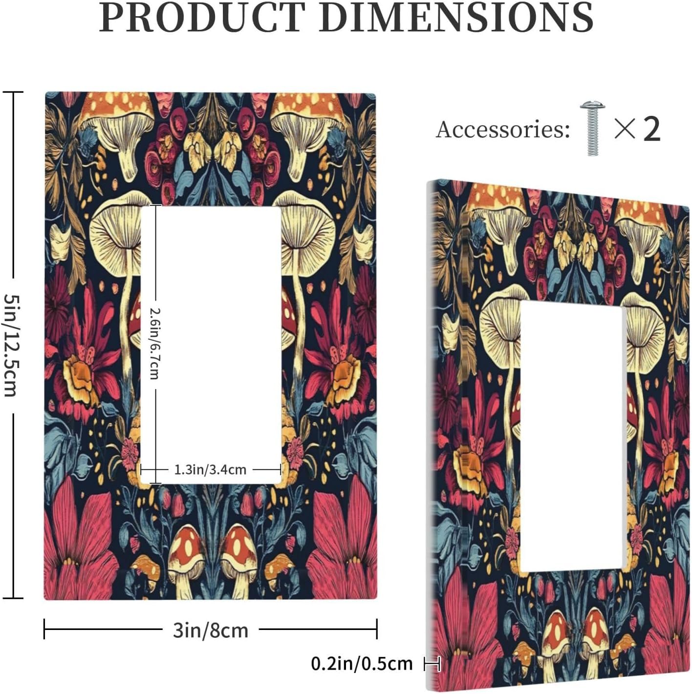 Decorative Outlet Covers Coloful Red Yellow Orange Magical Mushroom Forest 1 Gang Single Rocker Light Switch Cover Plate GFCI Wall Plates Electrical Switch Plate Cover for Bedroom Home Decor