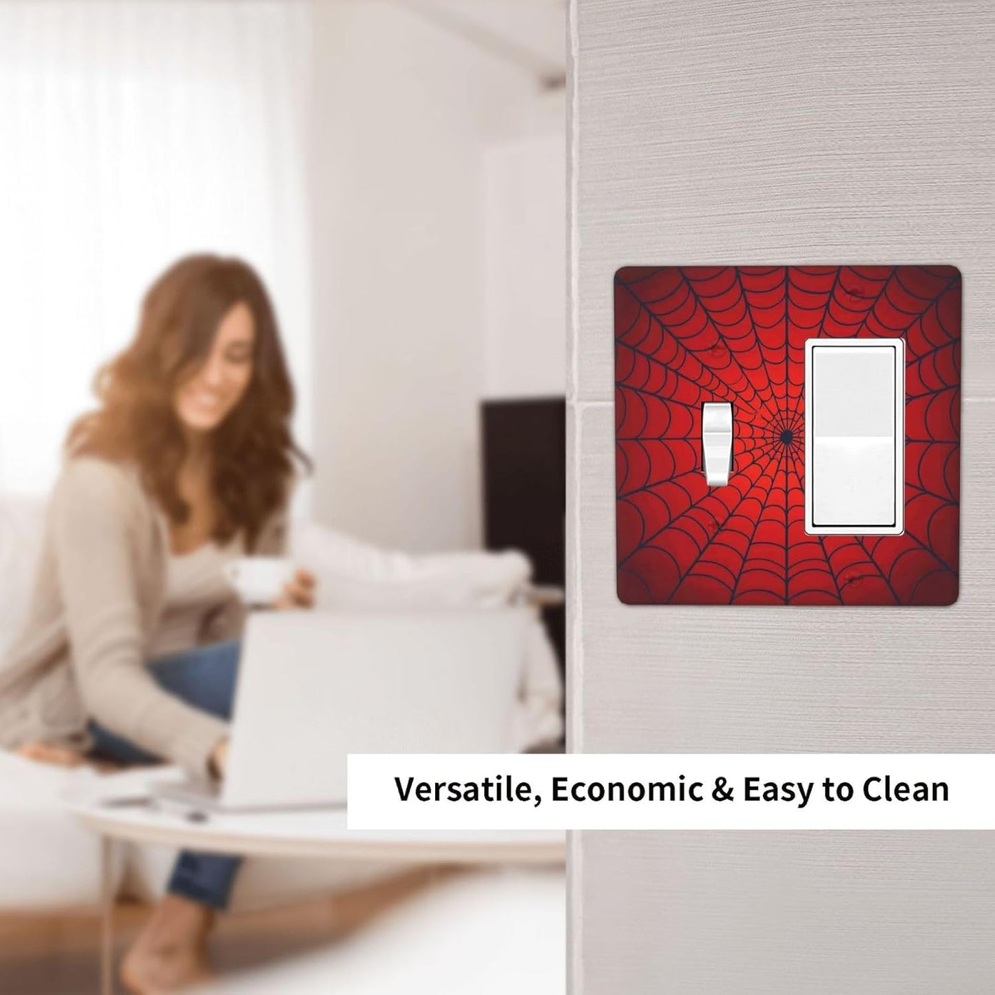 Red Spider Web Black Line Simplicity Outlet Covers 1 Toggle 1 Rocker Combination Decorative Wall Plate Electrical Switch Plates Light Switch Cover Plate For Kids Room Home Decor