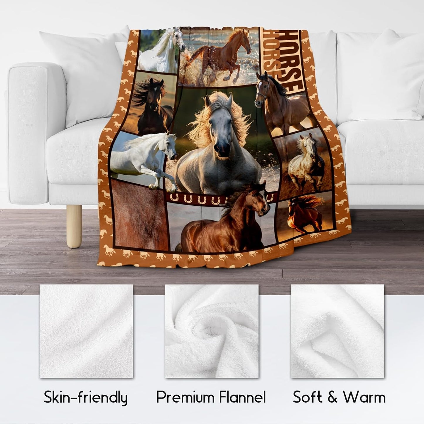 Horse Girls Blanket, Horse Gifts for Girl Ages 8-12 10-12, 40"x50" Kids Throw Blankets for Adults Women, Cowgirl Room Decor Western Throws for Animal Lovers