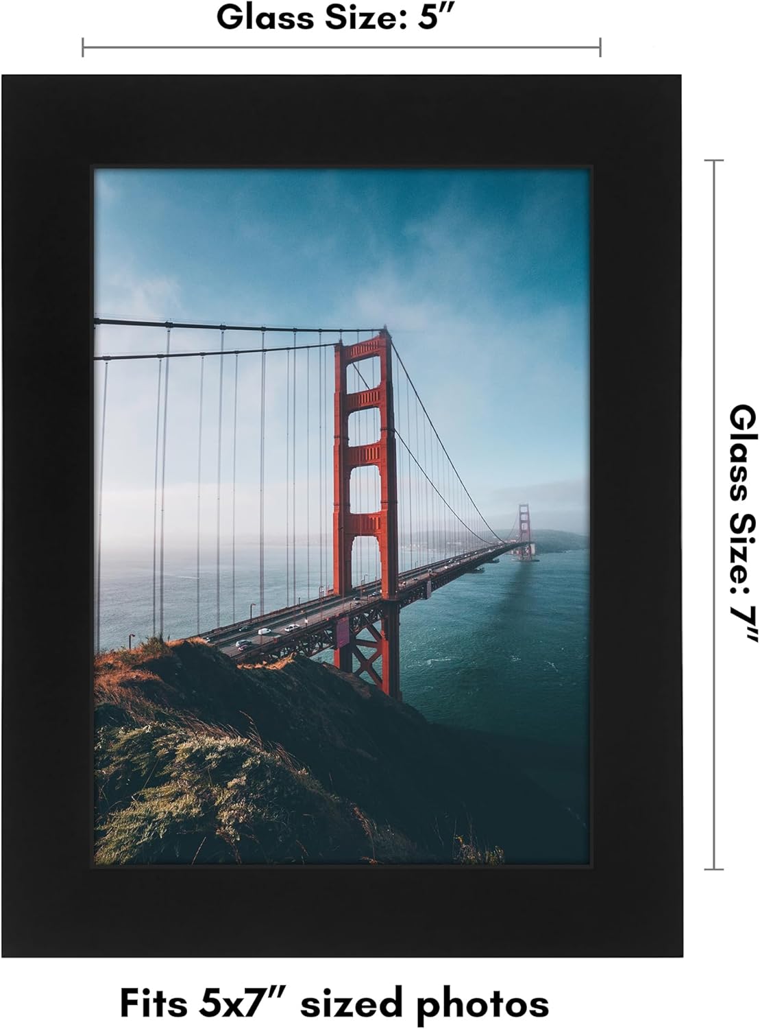 Americanflat 5x7 Picture Frame with Shatter-Resistant Glass - Signature Collection - Gallery-Style Frames Made of Engineered Wood - Photo Frame for Tabletop and Wall Display - Black