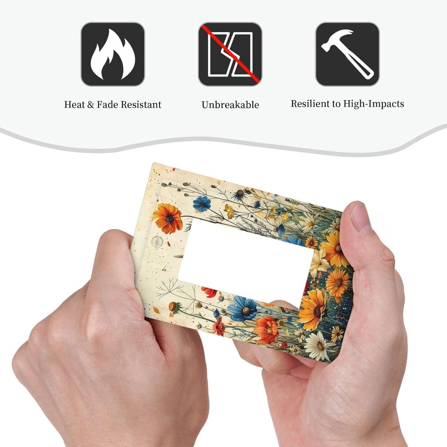 Decorative Outlet Covers Colorful Flowers Wildflowers Plants Orange Yellow Blue 1 Gang Single Rocker Light Switch Cover Plate GFCI Wall Plates Electrical Switch Plate Cover for Home Farmhouse Decor