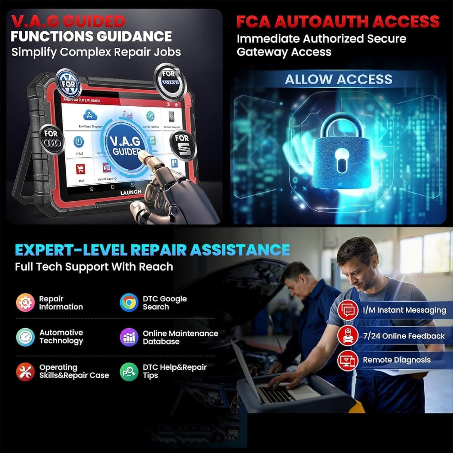 Launch X431 PRO Elite 2025 Bidirectional Scan Tool, 38+ Resets Full System Scanner, All-in-One Diagnostic Tool with Active Tests,ECU Code,CANFD DOIP FCA Autoauth V.A.G Guided，2 Years Free Update